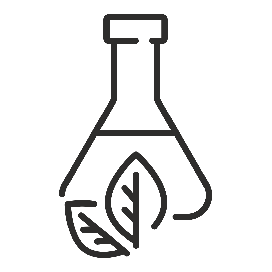 graphic of a flask and leaves